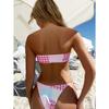 Bikini Set Bathing Suit Women Swimwear High Waist Bikinis Beach Lattice Print Bikini String Swimsuit