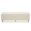 Double Bed Wooden Bed 140×200cm with Bed Bench, Headboard with Storage, LED Lighting and Beige Corduroy Upholstered Backrest, Light Oak (No Mattress)