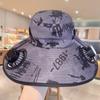 Wide Brim Fishing Hat With Solar Fan Hat Rechargeable Solar Fan Caps 3 Speeds Solar Fan Headgear Sunshade Outdoor Solar Hat