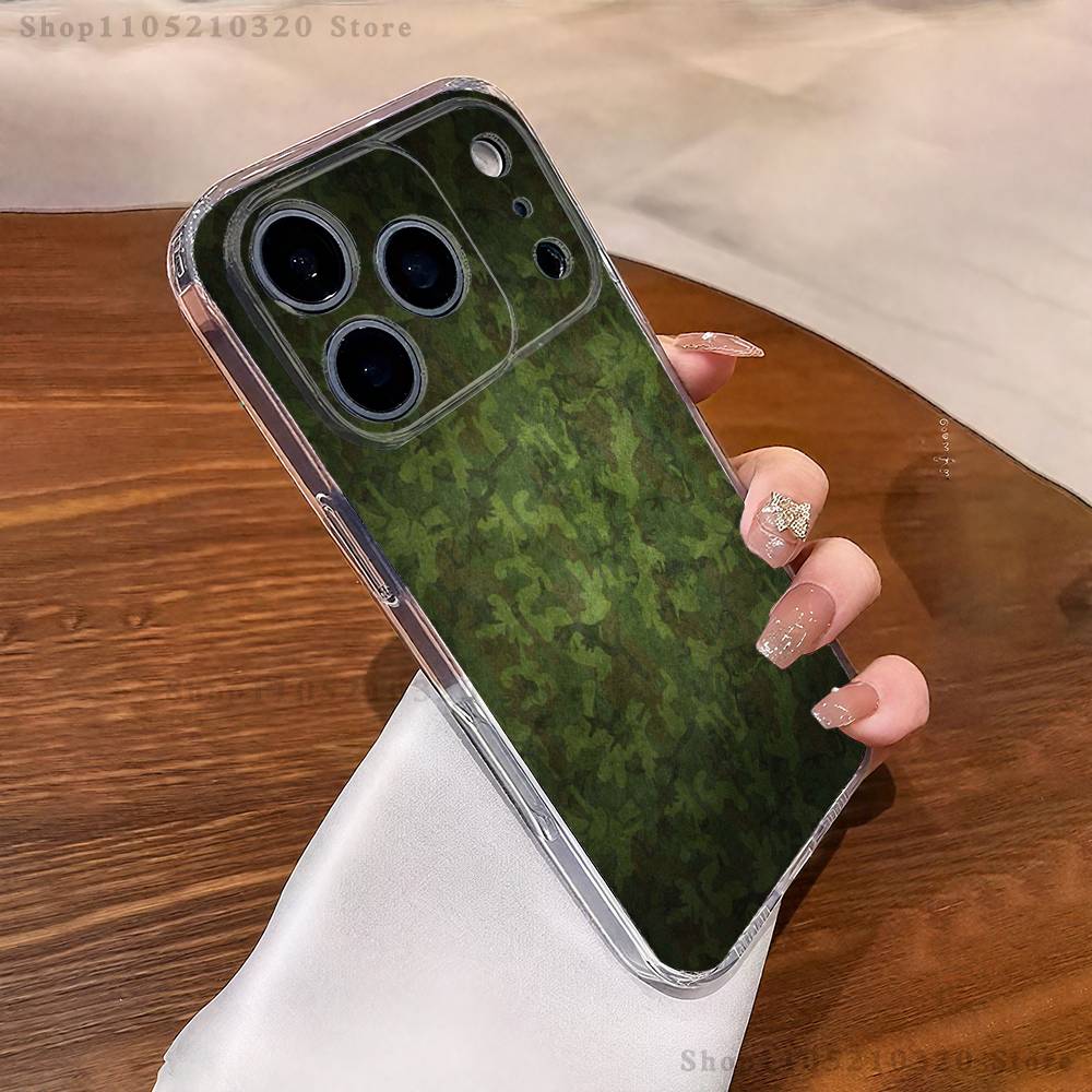 Military Pattern Camouflage Phone Case iPhone17 16 15 14 13 12 11 Pro Max Plus Mini Clear Full Back Cover Silicone Soft Shell