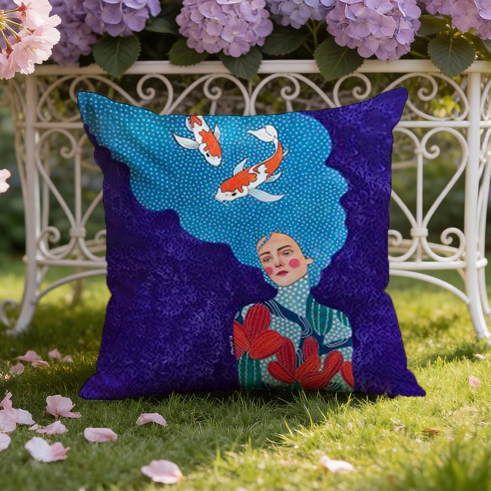 

Vintage Abstract Girl Hair Flower Cushion Cover Home & Car Dual-Scene Pillow Cover: Reversible for Premium Comfort 30cmx30cm