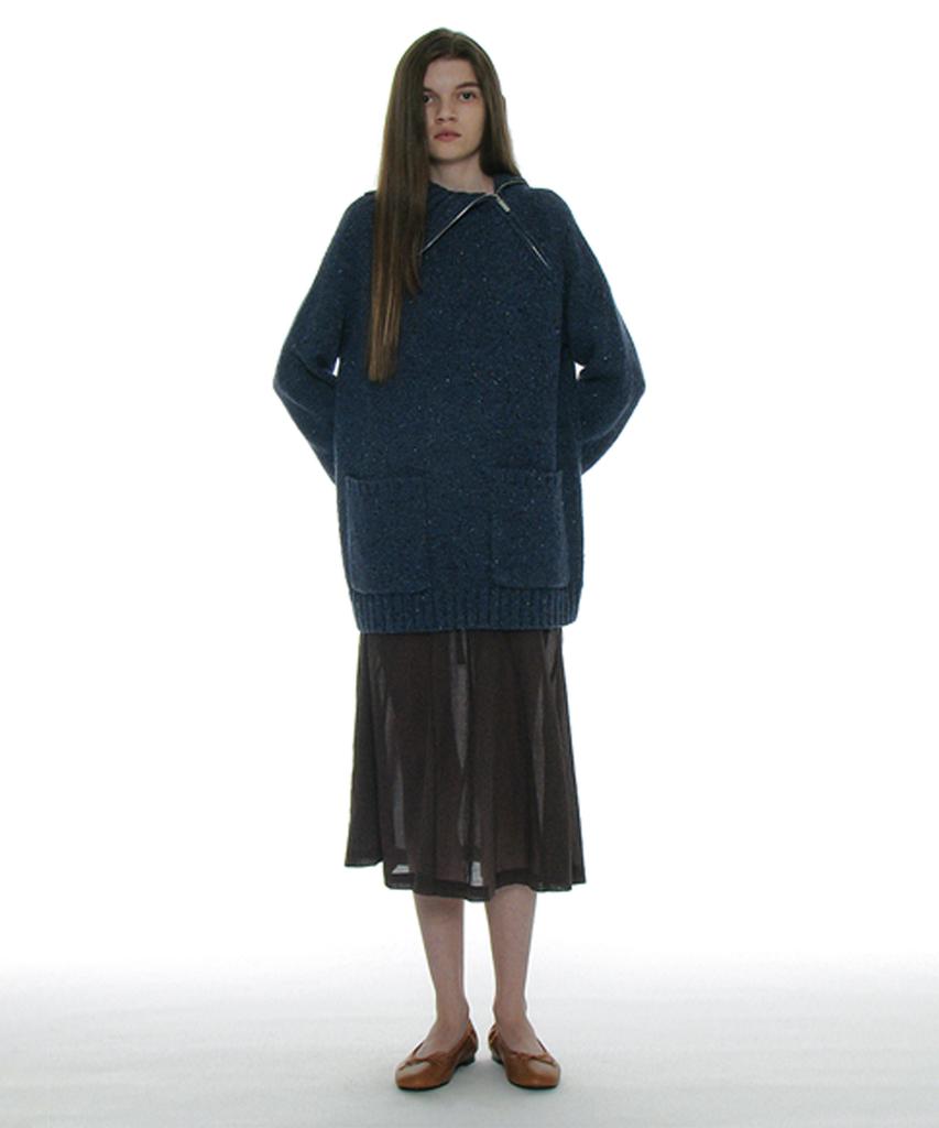 Partimento Woman Sheer Gored Midi Skirt_Charcoal