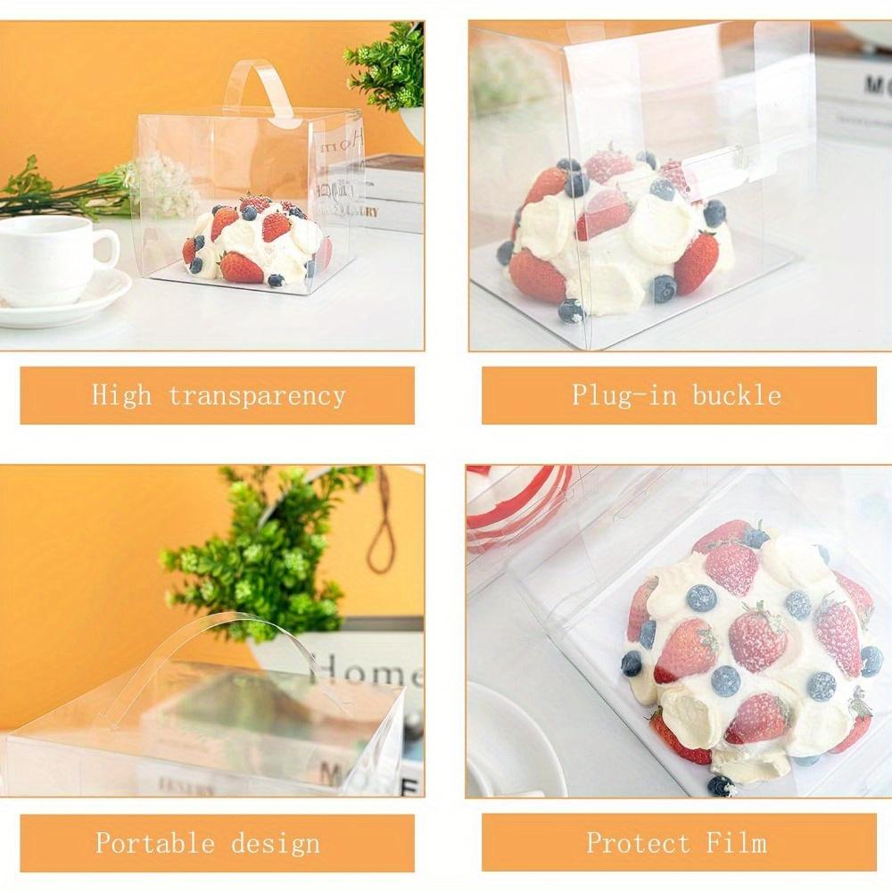 10pcs Transparent Cake Boxes: Foldable with Handles Perfect for Display & Gifting Bakery Delights
