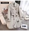 Long trench coat women's autumn clothing high-end feeling over the knee fashion waist temperament double-breasted jacket