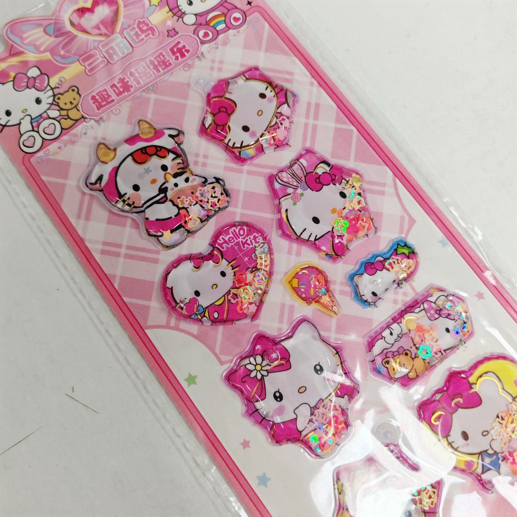 6Style Anime Kawaii Sanrio HelloKitty Kuromi 3D Shake Stickers Cute DIY Album Diary Handbook Decor School Student Stationery Toy