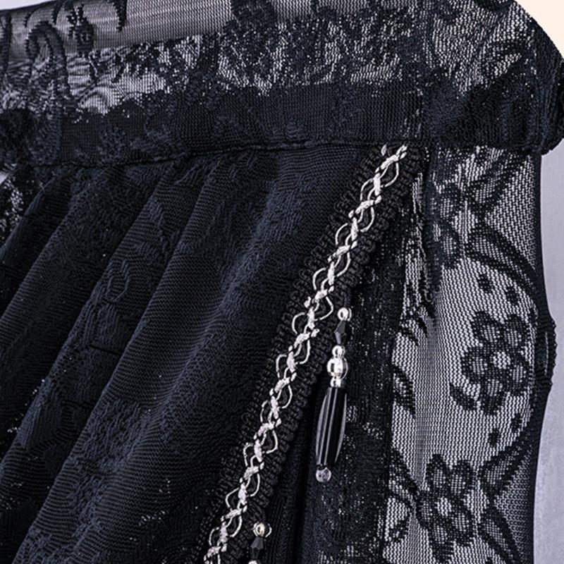 Translucents Laces Window Valance with Beadeds Fringes and Florals for Soft Light and Privacy in Bedrooms or Living Room