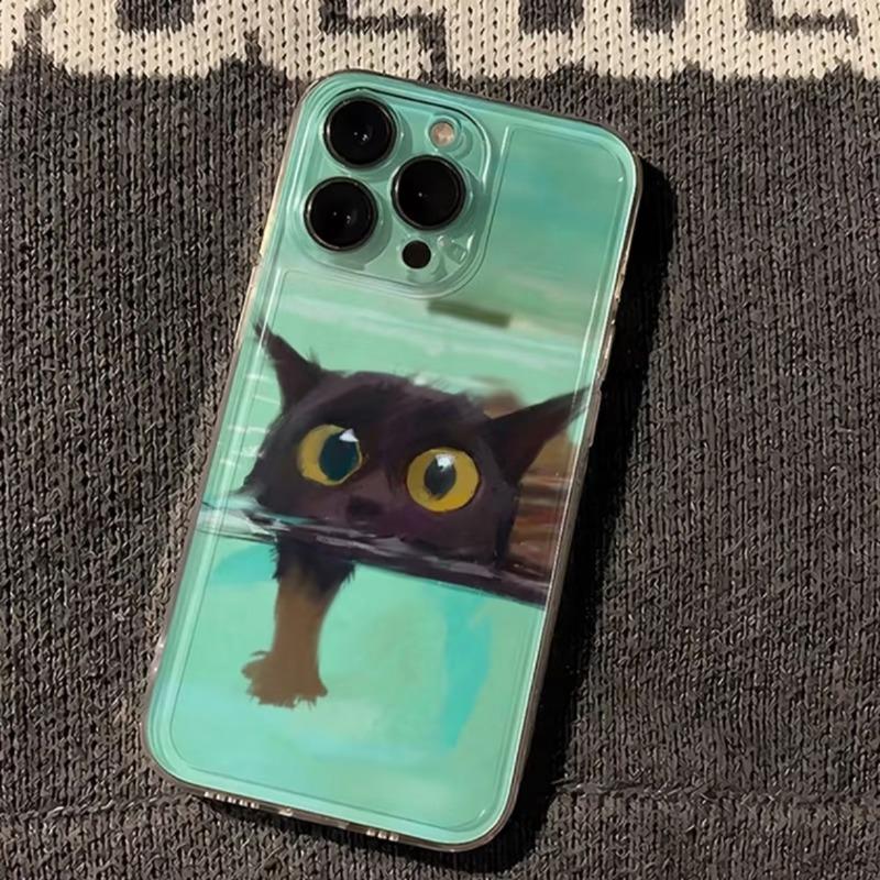 Oil Painting Yellow Dog Black Cat Phone Case For iPhone 17 16 15 11 12 14 13 Pro Max Mini X XS XR 7 8 Plus SE4 16e Silica Covers