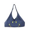 Travel bag, large capacity, high-end canvas shoulder bag, casual smiley handbag, versatile daily fitness business trip bag