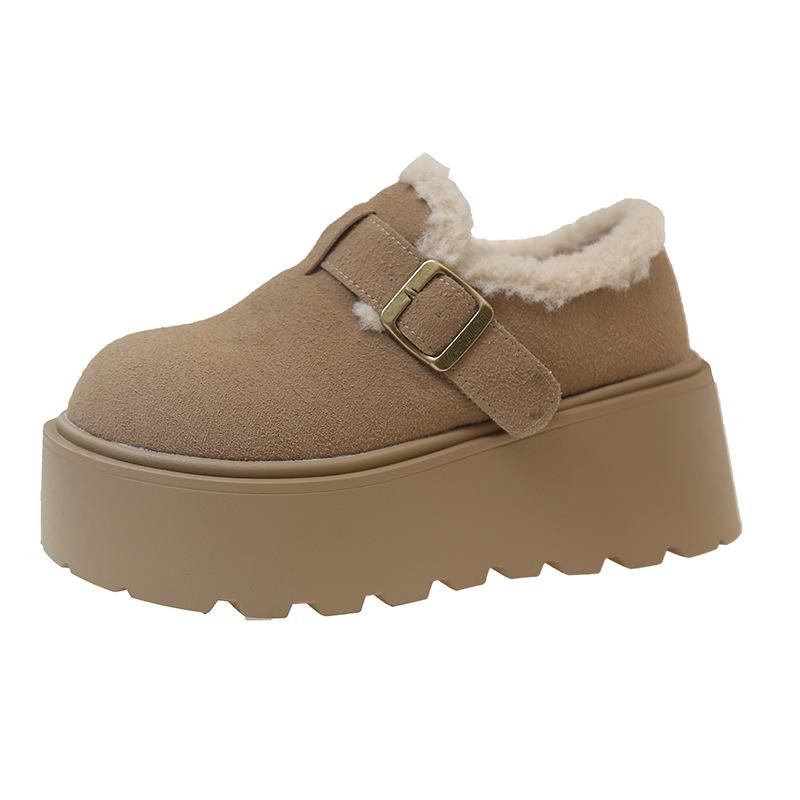 

Ретро ленивые туфли-ботинки на одной педали женские зимние новые туфли-бобы с волосами, теплые, на толстой подошве, на танкетке, бархатные, хлопковые 39