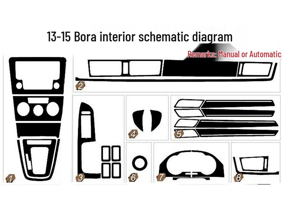 13-18 Bora Viloran Kohlefaser Innenkonsole Aufkleber