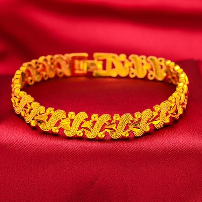 Ladies' Bracelet Fashion Sand Gold Bracelet Four Leaf Love Bracelet Imitation Gold Buckle Bracelet Gold Plated Bracelet