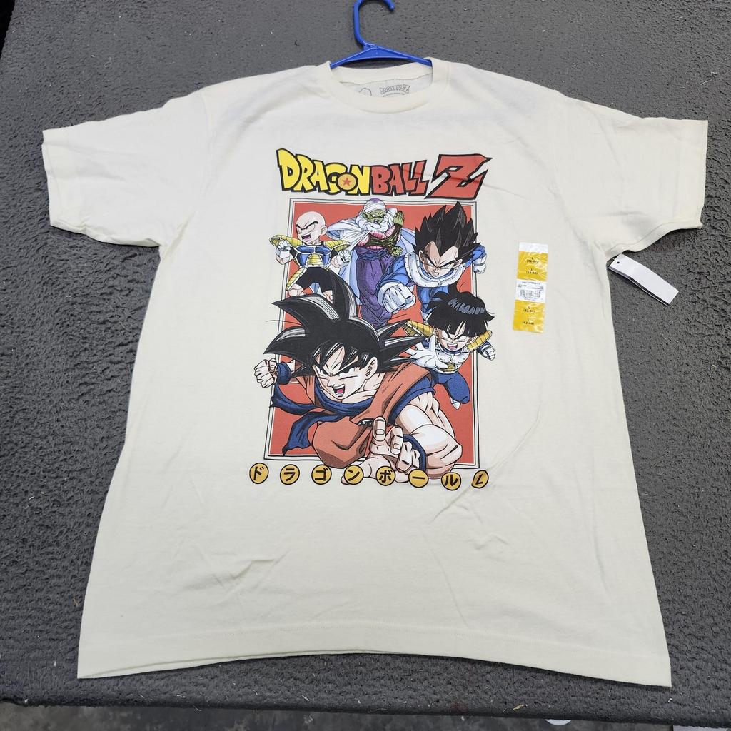 Dragon Ball Z Shirt Mens Large White Goku Vegeta Graphic Tee Crewneck Anime Unisex T-Shirt