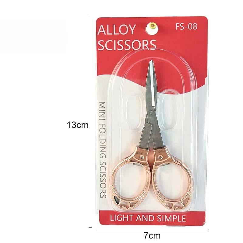 

Foldable Small Scissors Multifunctional Travel Telescopic Stainless Steel Thread Scissors Portable Outdoor Fishing Line Scissors розового золота