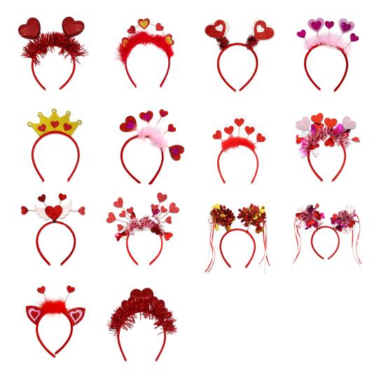 Opaska na Walentynki dla Kobiet Brokatowe Serce Miłości Dodatek do Włosów na Walentynki Ślub Urodziny Artykuły na Imprezę