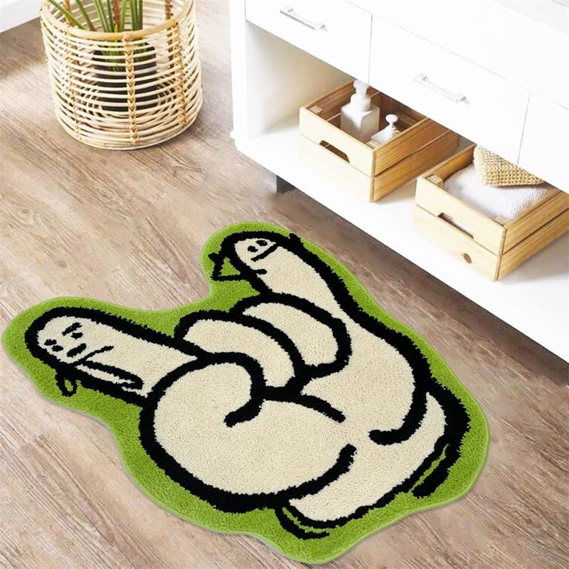 Funny Gesture Shaped Rug Creative Anti Slip Bathroom Carpet Plush Absorbent Area Mat For Bedroom Living Room Decor