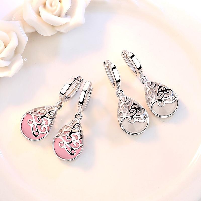 Orecchini a bottone da donna alla moda con fiore in pietra opale in argento sterling 925 gioielli originali per donne antiallergici