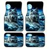 4pcs Car Floor Mats Suitable For Suvs Or Pickup Trucks, Presenting Wolf Moon Clouds Design Along With Thoughtful Present Opportunities