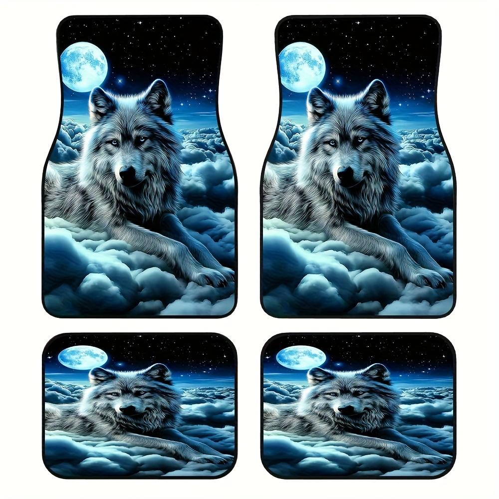 4pcs Car Floor Mats Suitable For Suvs Or Pickup Trucks, Presenting Wolf Moon Clouds Design Along With Thoughtful Present Opportunities