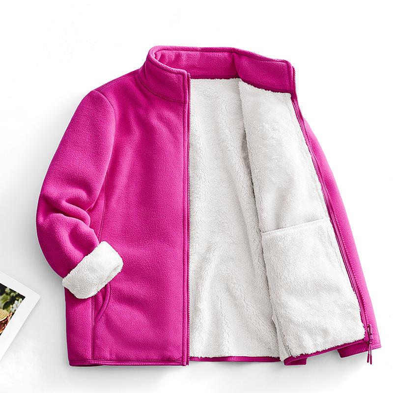 Boys and Women's Double-Sided Coral Fleece Jacket - Warm, Thickened Autumn/Winter Cardigan for Outdoor Use