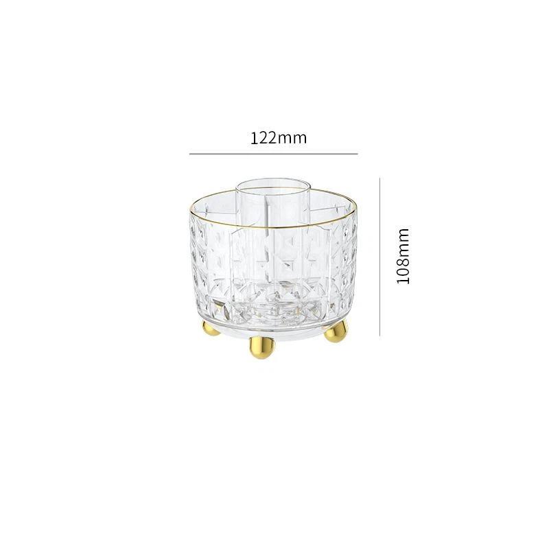 360 Degree Rotating Makeup Brush Holder Large Capacity Diamond Pattern For Vanity Desk Bathroom Cosmetics Storage