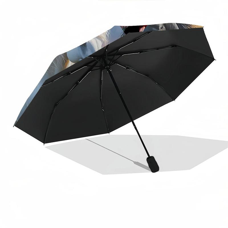 Horses, Landscape Automatic Folding umbrella Compact 8 rib Design, Unique Style, Suitable for Everyday Outdoor Use, Perfect Gift for Friends