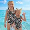 Girls One Piece Swimsuit Floral Print Sleeveless Summer Beachwear Kids Swimwear Comfortable Fit Lightweight Fabric