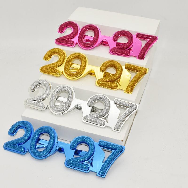 2027 Number Eyeglasses Happy New Year Glasses Diamond Glitter Sunglasses Cosplay Prop Xmas Party Decoration Funny Glasses