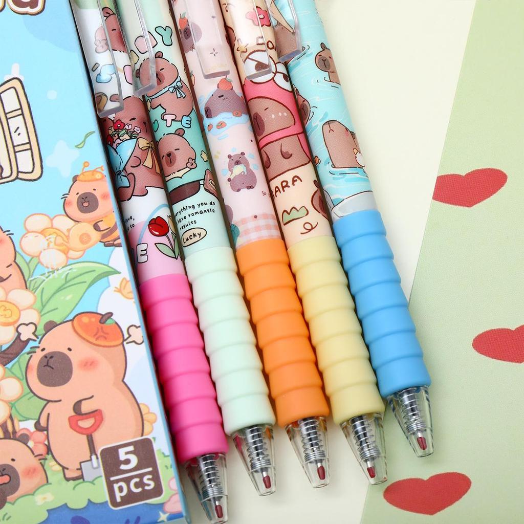 Capybara Party Cartoon Cloud Pen Holder - Cute Ins Style Clickable Black Pen, Quick-Drying for Students