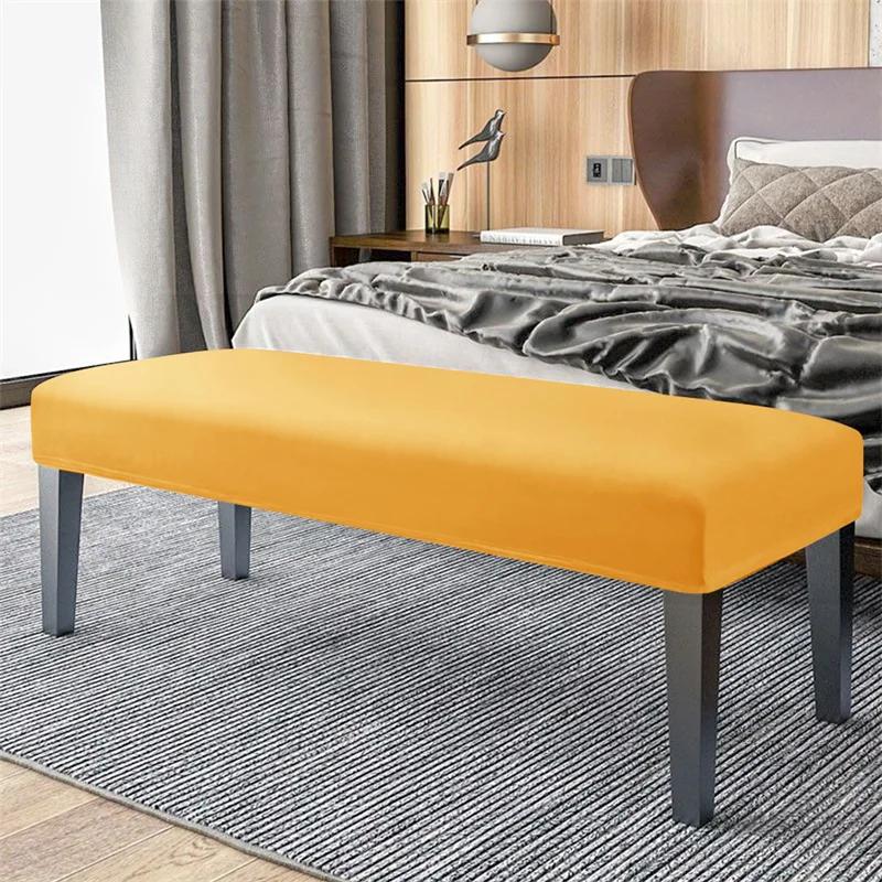 1Pc Stretch Velvet Bench Cover Anti-Dirty Classic Solid Color Bench Slipcover Washable Bench Seat Protector Cover For Bedroom