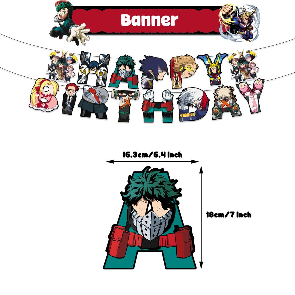 My Hero Academia Feste di Compleanno a Tema Decorazioni Set Palloncini Stoviglie Tovaglie Topper per Torta Articoli per Feste Baby Shower