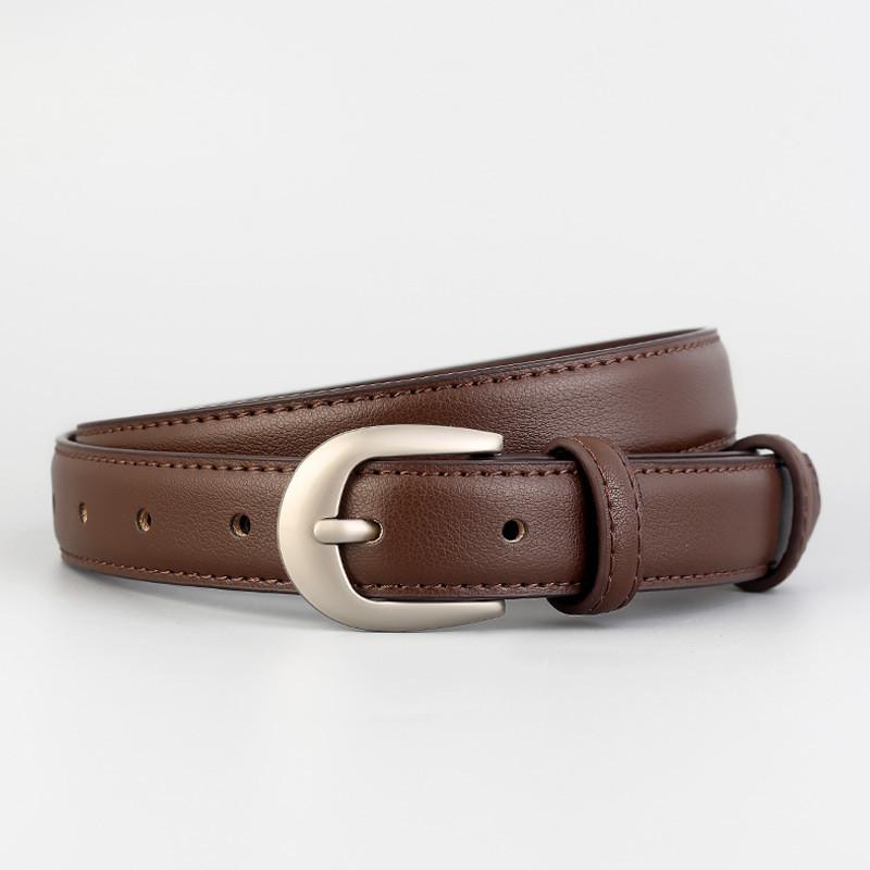 

Classic Ladies Leather Belt With Alloy Buckle For Business Casual Office Wear кавовий