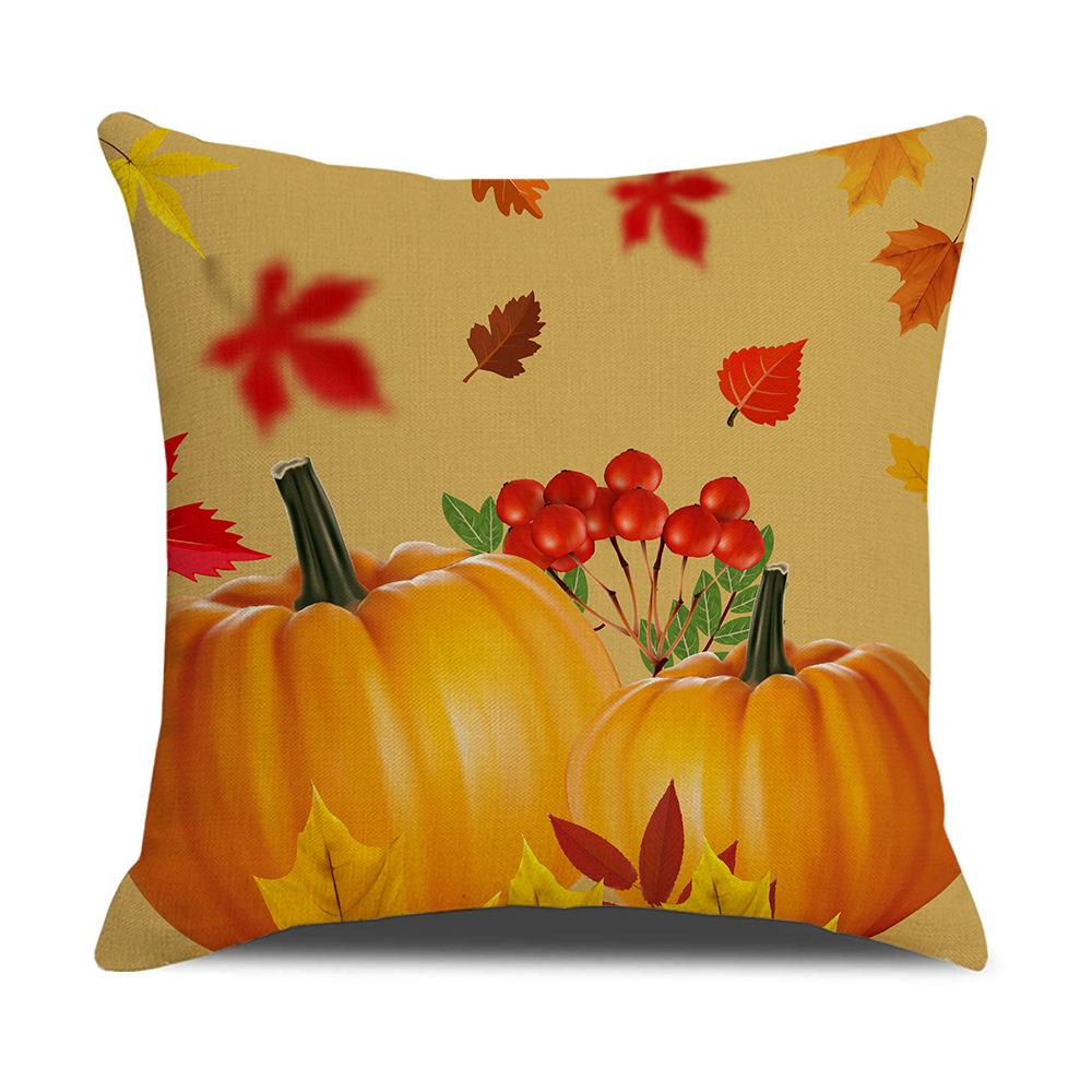 Harvest Series Cushion Cover Yellow Autumn Pumpkin Maple Leaf Pillow Cushion Cover Home Cushion Cover