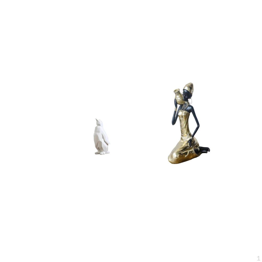 Elegant Resin Penguin Lady Sculpture Collectible Art Figurine Decorative Ornament for Housewarming