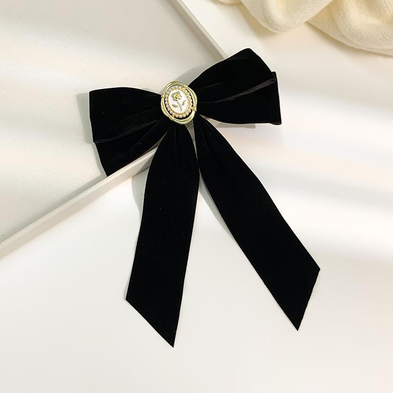 

Vintage French Ribbon Hair Clips Bow Elegant Velvet Hairpin Women Head Back Spring Clip Fashion Girls Hair Accessories