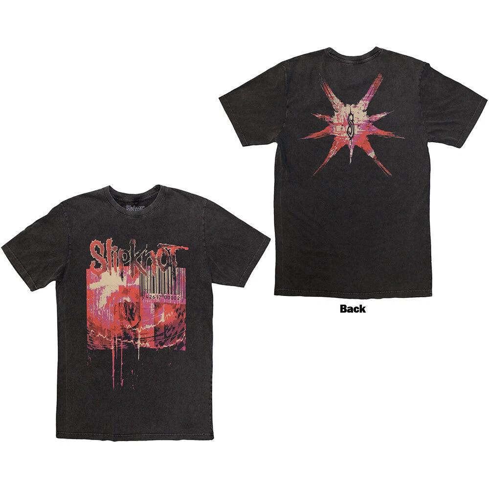Slipknot Unisex Stone Wash T-Shirt: The End, So Far Barcode (Back Print) (Small) S