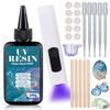 UV Resin Kit with Light Upgraded Hard Type Crystal Clear Ultraviolet Curing UV Resin for Craft DIY Jewelry Making Molds Casting