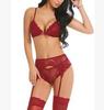 New Multi-color Lace Garter Belt Lingerie Set for Women