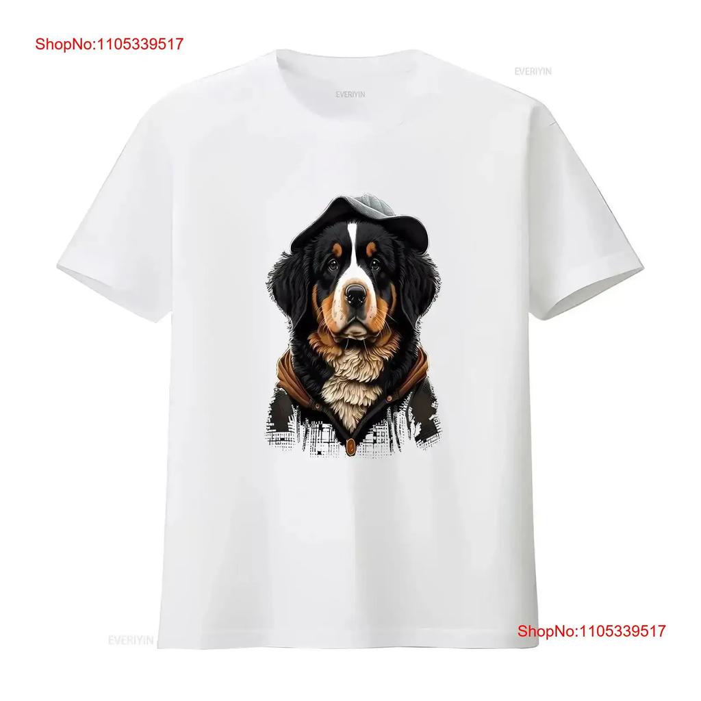 Cute Bernese Mountain Dog On Lover T Shirt Vintage Washed Casual Designer Clothes Streetwear Fo