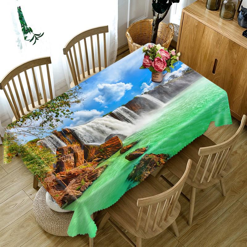 Flower Cane Vine Tablecloth Washable Thicken Cotton Cloth Nature Pattern Dustproof Rectangular Round Table Cover