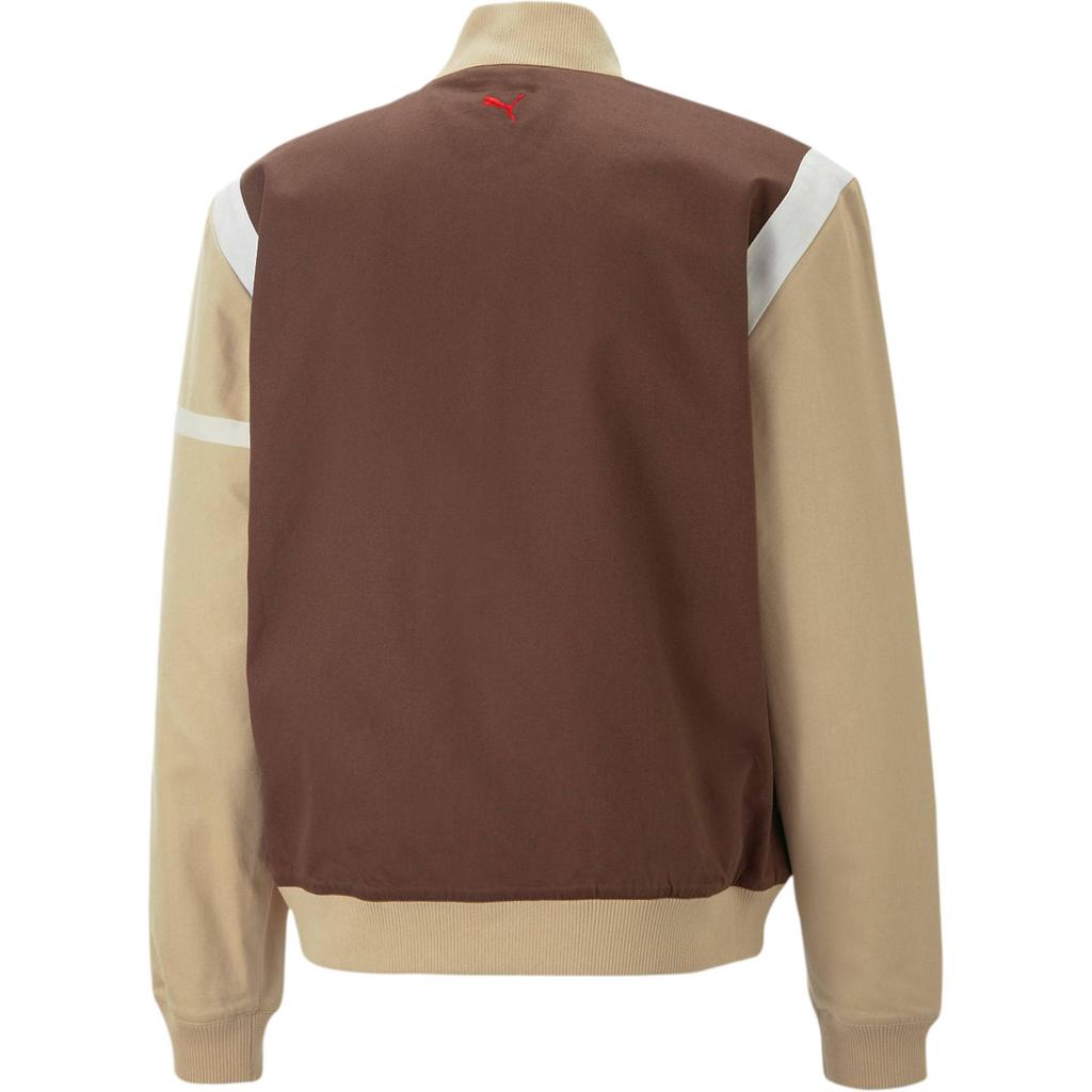 Puma Letter Pattern Striped Baseball Collar Single-Breasted Jacket Men Jacket Brown 536830-01