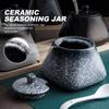Ceramic Spice Jar Set 1 Jar with Lid and Spoon Surface Seasoning Pot for Salt Pepper Sugar Storage Kitchen Condiment