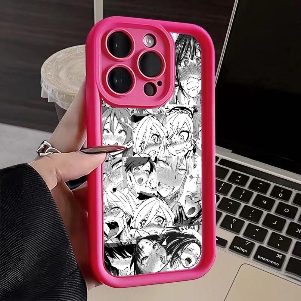 

LZ1 аниме девушка мультфильм Япония милые слюнявые лица силиконовый чехол для телефона для iPhone 11 13 14 15 16 Pro Max 8 16 Plus 12 mini XS Max XR ударопрочный задняя крышка for iPhone 16 Pro Max