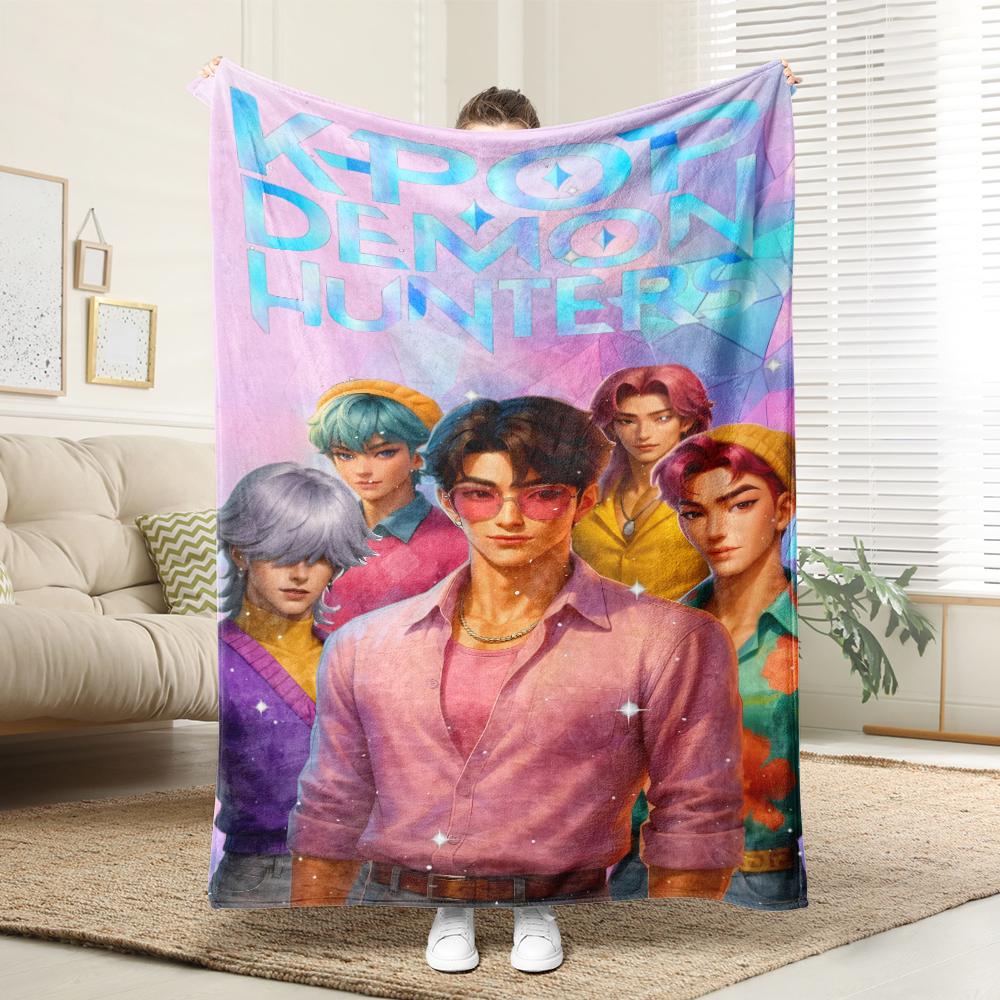KPop Demon Hunters The Colorful Anime Girl Pattern On the Blanket Is Comfortable and Fashionable At Home