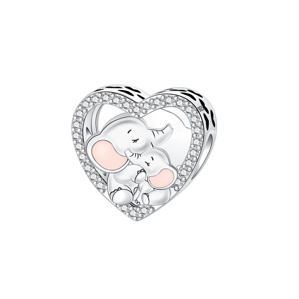Copper Love Pink Mom Bear Travel Beads Fit Charm Bracelet For Women Fine Jewelry Making