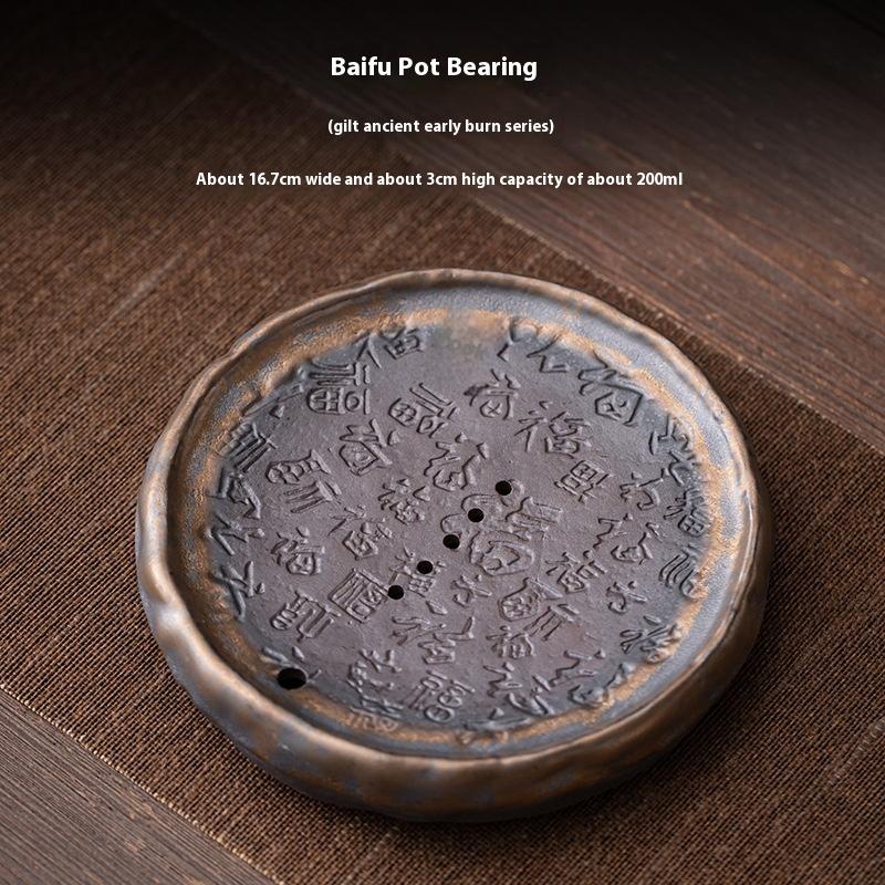 

Gilt Iron Glaze Baifu Pot Ceramic Water Storage Pot Holder Tea Tray Teapot Base Tea Set Accessories Tea Table