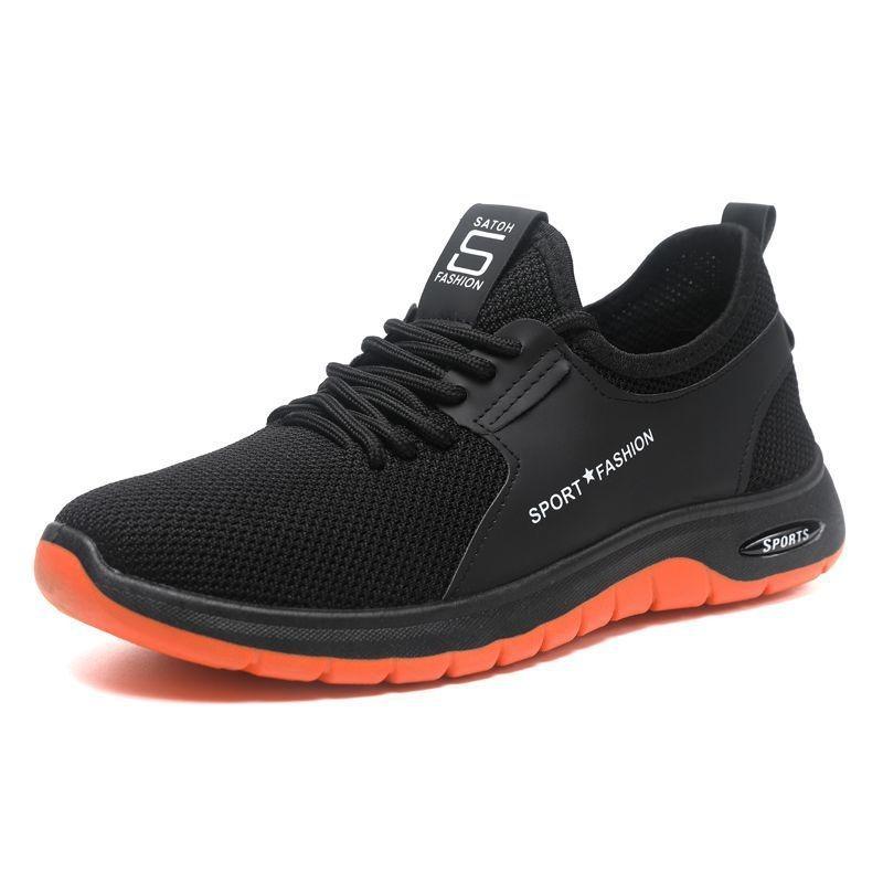 Men New Spring Summer Breathable Fly Knit Sports Casual Shoes, Thin Wear-resistant Safety Protective Work Shoes, Cross-border Footwear