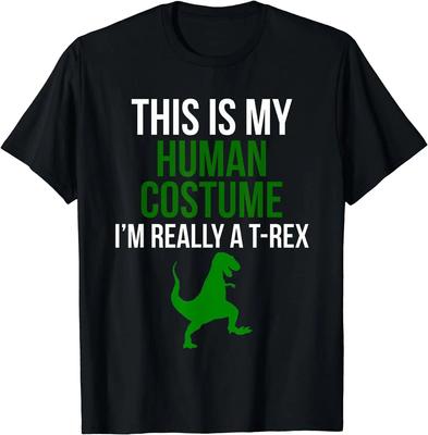 Human Costume I'm Really A T Rex Funny Halloween T-Shirt Casual Cotton Daily Four Seasons Oversized T Shirt Unisex Kids T Shirt