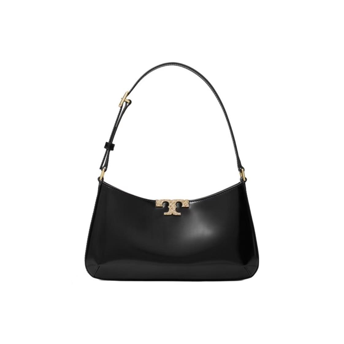

Tory Burch Eleanor Logo Leather Tote Shoulder Bag Women Bags Black 178143-001 Basic Set (Bag+Dust Bag)
