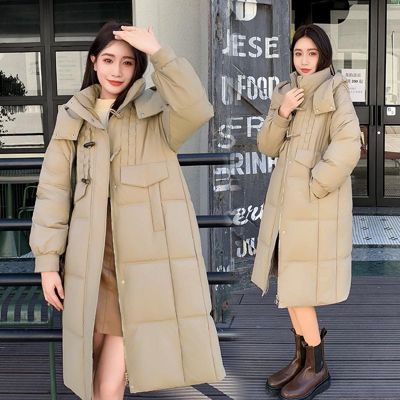 Horn Button Cotton Jacket Women's Mid-length Winter Thickened and Non-bloated Down Padded Jacket 2025 New Cotton Jacket