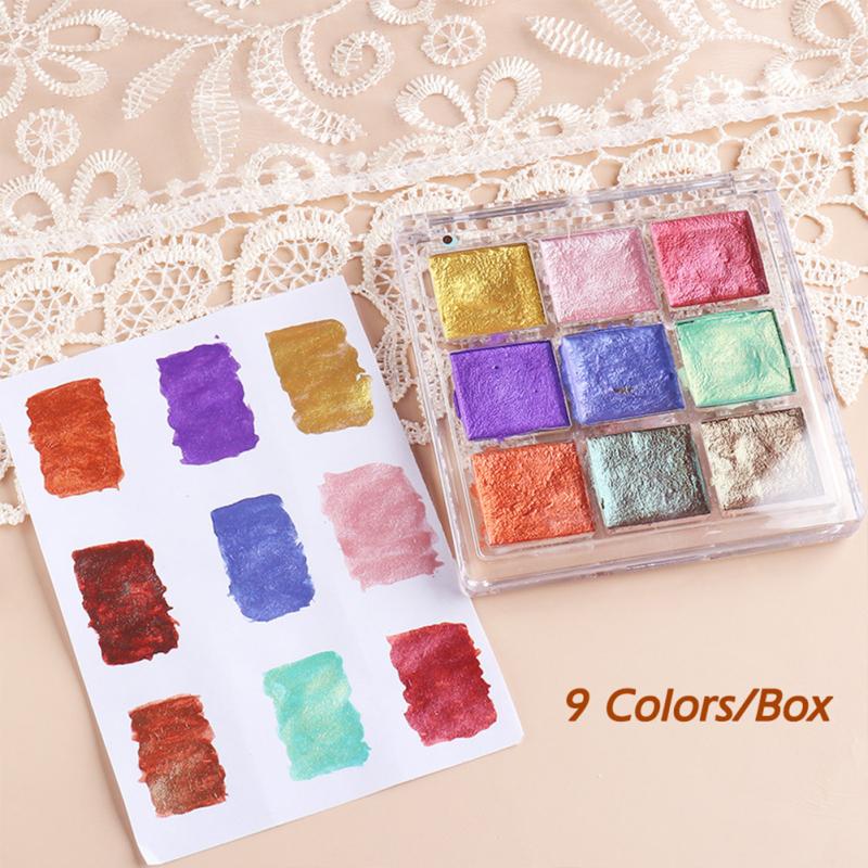 9-color Nail  Art  Solid  Pearlescent  Watercolor  Handmade  Paint  Set Nail Art Drawing Tool